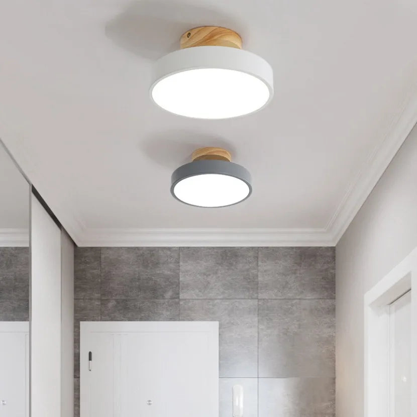 Kennedy Alfred Nordic Corridor Ceiling Light Wooden Round Macaron