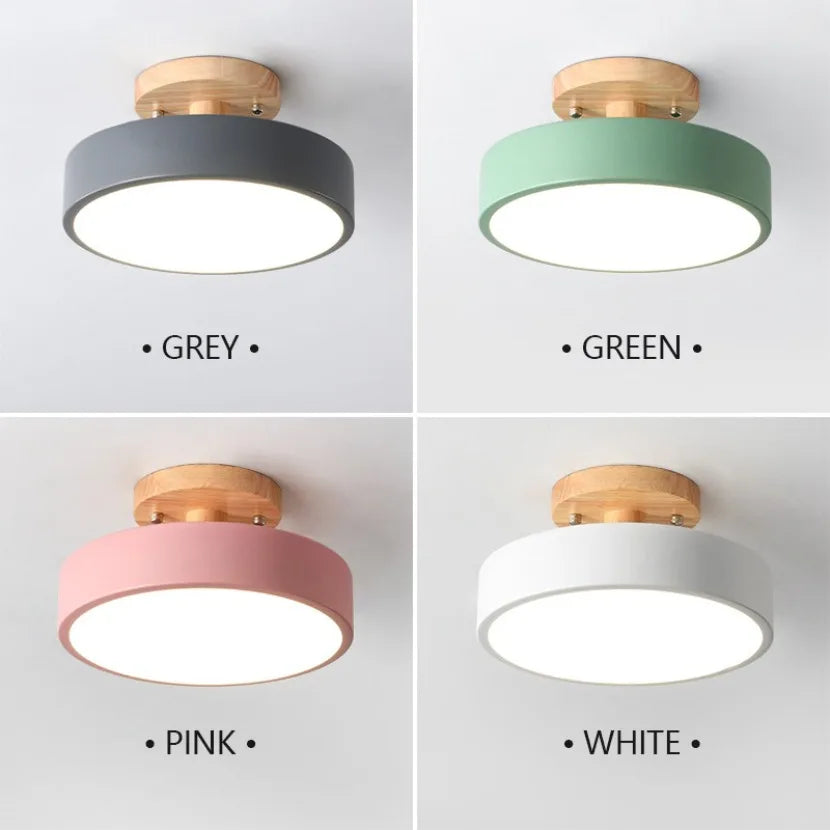 Kennedy Alfred Nordic Corridor Ceiling Light Wooden Round Macaron