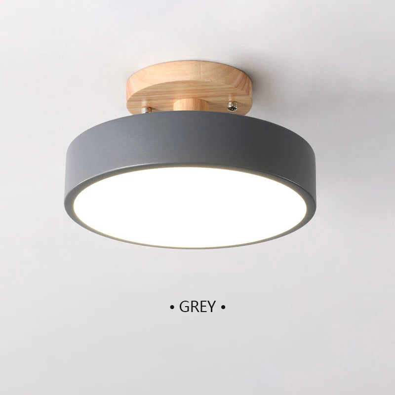 Kennedy Alfred Nordic Corridor Ceiling Light Wooden Round Macaron