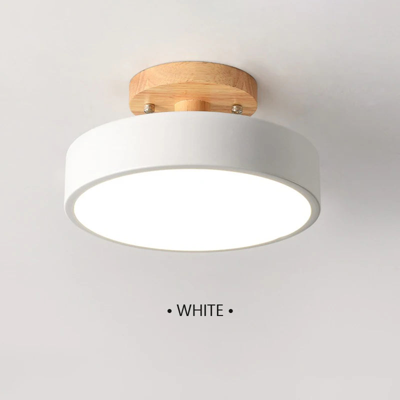 Kennedy Alfred Nordic Corridor Ceiling Light Wooden Round Macaron