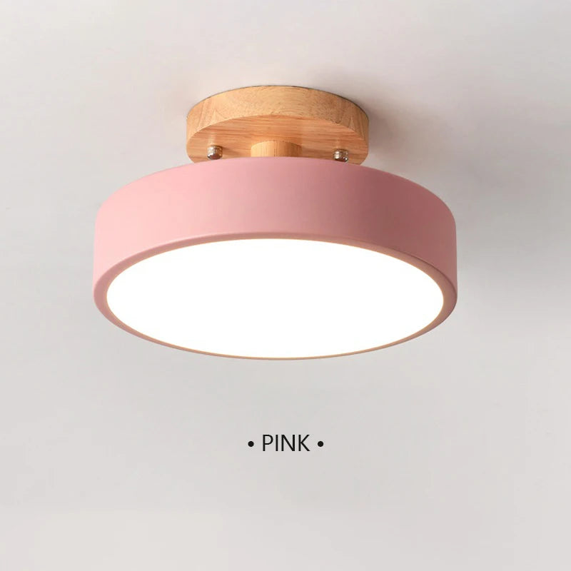 Kennedy Alfred Nordic Corridor Ceiling Light Wooden Round Macaron