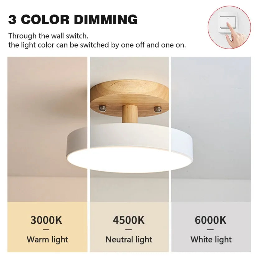 Kennedy Alfred Nordic Corridor Ceiling Light Wooden Round Macaron
