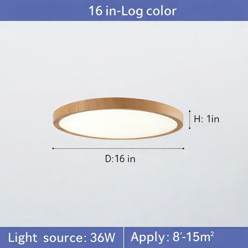 Modern LED Ceiling Light Circular Ultrathin Wood Grain Walnut Decorative Light Bedroom Dining Room Living Room Indoor Home Light